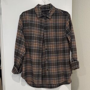 Jenni Kayne Checkered Wool Top in Gray and Cream